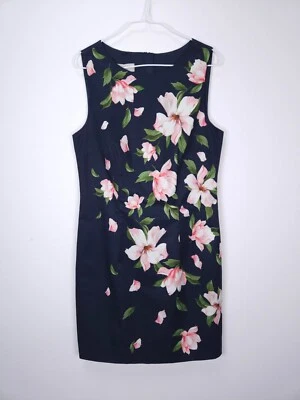 Hobbs Moira Floral Shift Dress Size 10 Pink Flowers on Dark Blue Formal Party Wo - Image 1 of 4