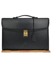 Pre Loved Loewe Refined Black Leather Briefcase with Gold Hardware  -  Backpacks