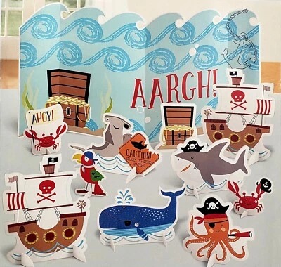 Pirate ☠ AARGH Table Decorating Kit Ahoy Center Piece Birthday Party Kids  - Image 1 of 4