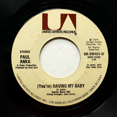 Paul Anka - (You're) Having My Baby  / Papa 45 rpm Vinyl 7" Single UA-XW454-W - Image 1 of 4