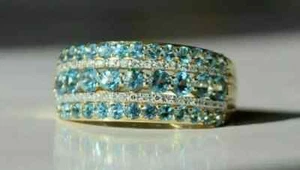 2Ct Lab Created Aquamarine Full Eternity Wedding Band Ring 14K Yellow Gold Over - Picture 1 of 3