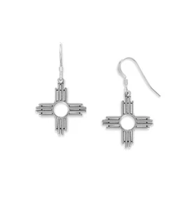 Ivy & Bauble Sterling Silver Zia Symbol Drop Earrings - Picture 1 of 3