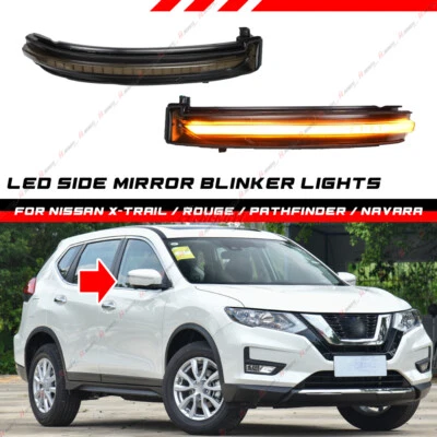Lámpara de señal de giro de espejo lateral dinámico ahumada para Nissan Rogue Pathfinder 2017-20 Foto 1 de 4