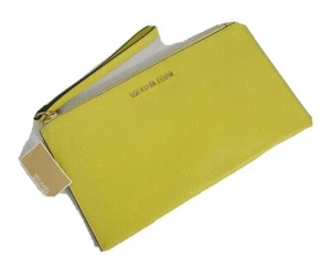 Michael Kors Jet Set Item Large Zip Clutch Wristlet Leather Wallet Yellow NWT - Picture 1 of 12
