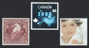 DOVE = Bird = 3 Millennium stamps = inc HOLOGRAM = Canada 1999 #1812-14 MNH - Imagen 1 de 1
