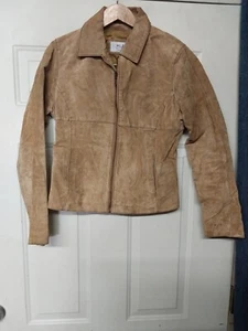 WILSONS LEATHER Maxima Cropped Beige Jacket Ladies Size MEDIUM - Picture 1 of 8