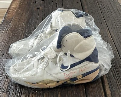 RARE Drazen Petrovic New Jersey Nets Dual Signed Game Used Worn Shoes Nike Air - Image 1 of 4