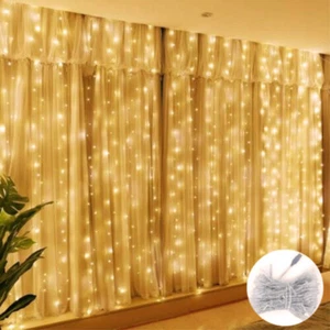 LED Lichtervorhang Lichterkette Lichternetz Fenster Licht Innen Warmweiß Deko - Bild 1 von 12