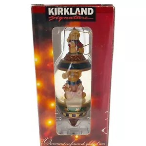Kirkland Water Globe Christmas Ornament Teddy Bear House NEW Glass Hanging Tree - Picture 1 of 4