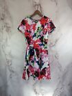 Milly Dress Womens 6 Small White Red Scuba Floral Peplum Mini Fit Flare