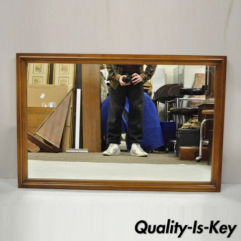 Vintage Mid Century Modern Walnut Wooden Frame 27 x 41 Modernist Wall Mirror Cover