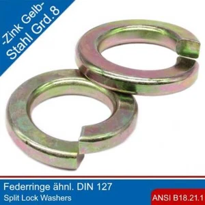 Anello Di Compressione ASME B18.21.1 Acciaio Indurito Zincato Giallo - Photo 1/3