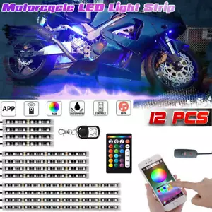 12X Motorcycle LED Light Wireless Remote 18 Color Neon Glow Light Strips Kit NEW - Picture 1 of 7