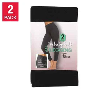 NEW Women's Felina 2 Pack Velvety Soft 7/8 Legging Black Size Small - Picture 1 of 8
