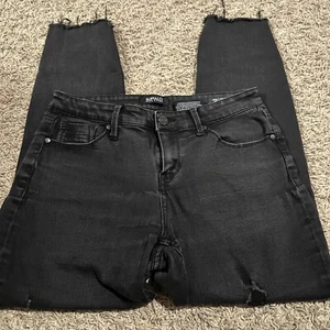 Buffalo David Bitton Jess Sz 6/28 Mid-Rise Skinny Rip & Repair Black Jeans - Picture 1 of 6