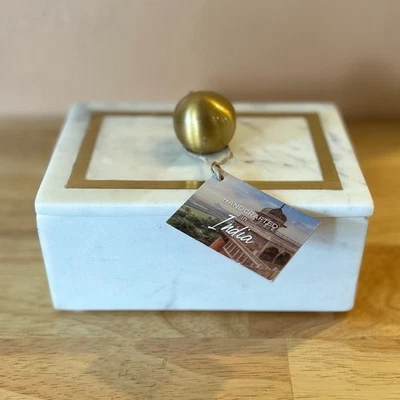 Handcrafted One Of A Kind Marble Trinket Box Made By Handcrafted In India. - Image 1 of 4