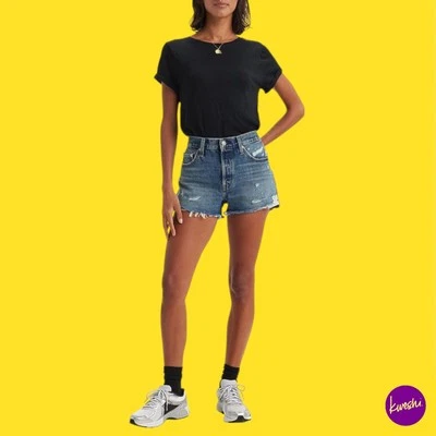 LEVI'S Women's 501 Original Denim Shorts, Cotton, The Future is Now, 25W - Image 1 of 4