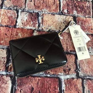 Tory Burch Small Kira Diamond Quilted Leather Zip Wallet Black - Bild 1 von 5