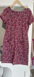 White Stuff Women's Knee Length Burgundy Floral Dress Size 14 - Picture 1 of 7