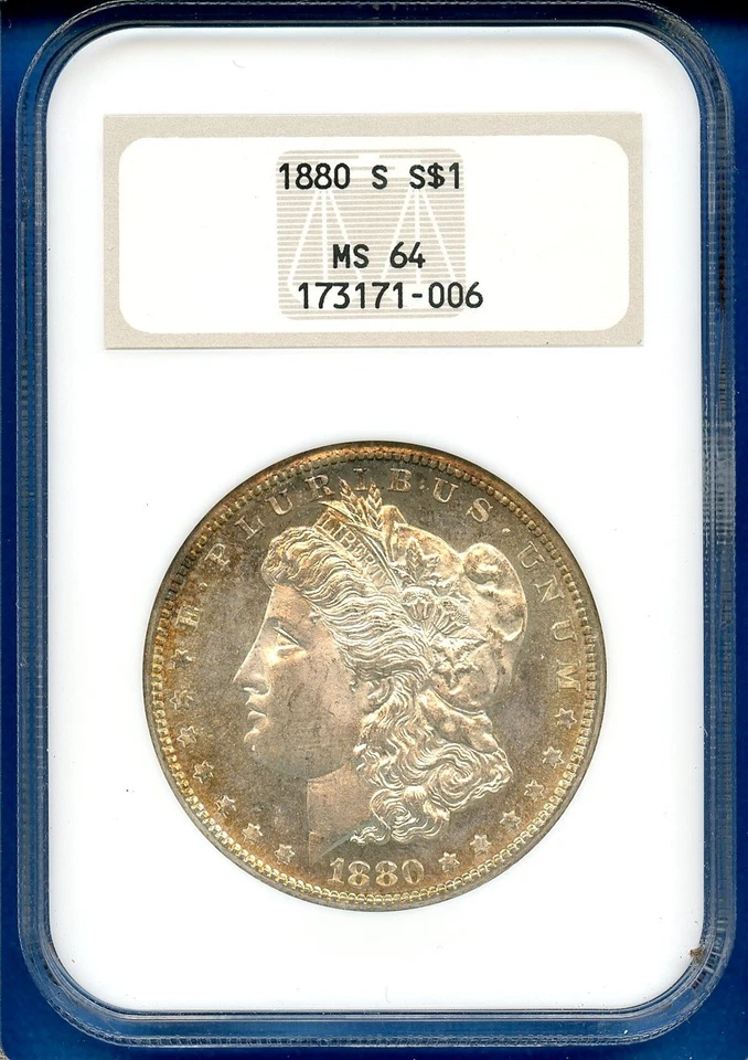 1880 S NGC MS64 Morgan Silver Dollar $1 US Mint Rare Old Fatty Holder Looks PL ! - Image 1 of 3