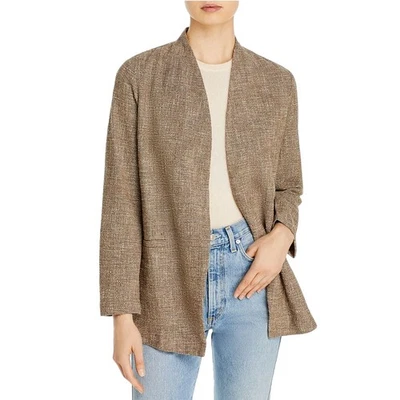 Chaqueta Blazer Eileen Fisher Talla M Driftwood Algodón Slub Tweed Frente Abierto Foto 1 de 4
