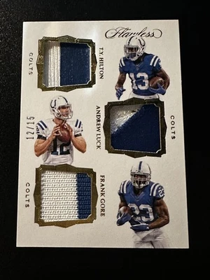 Panini Flawless Triple Patch 2017 Andrew Luck, TY Hilton, Frank Gore SP #d 12/15 Foto 1 de 3