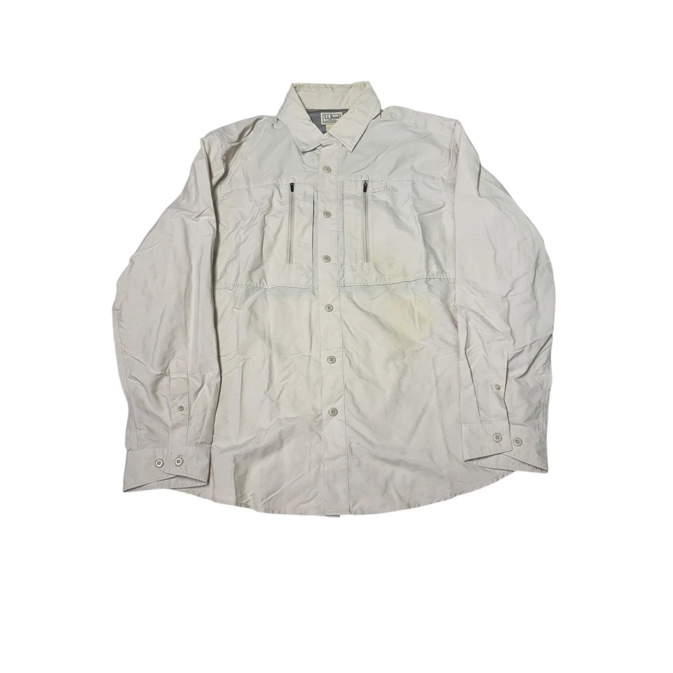 Camisa de pesca de rendimiento ventilada LL Bean No Fly Zone para hombre XL lengüeta enrollable 281122 Foto 1 de 4