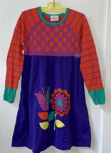 Hanna Andersson Colorful Whimsical Floral Cotton Sweater Dress Size 120 US 6-7 - Picture 1 of 10