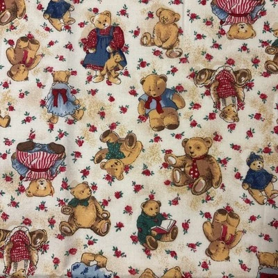 Vintage Cotton Fabric 1996 Fabric Traditions Teddy Bears Remnant 32”x 20” Piece - Image 1 of 4