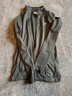 Women’s Gym Shark Zip Up Jacket Size M Olive Green Long Sleeve Activewear - Image 1 of 4