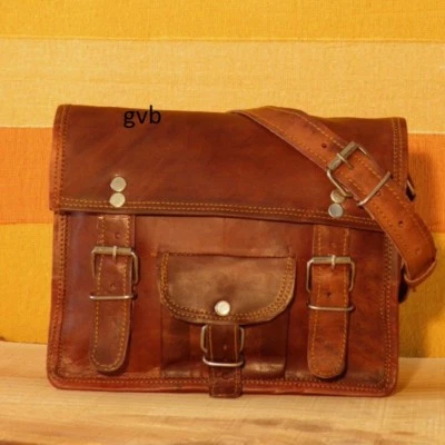 Retro real Leather Shoulder Satchel Bag Messenger vintage small man woman 8 s - Image 1 of 4