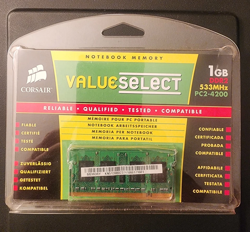 Corsair Memory 1GB DDR2 - 533MHz - PC2-4200 - Computer / Notebook Memory  - Image 1 of 2