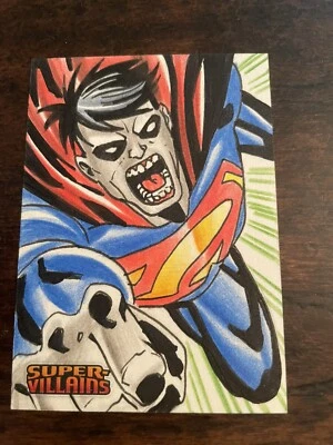 DC Comics 2015 Super-Villains Zombie Superman Sketch 1/1 Card Artist Cleber Lima - Image 1 of 4