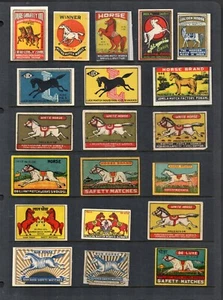 Matchbox Labels early Made in INDIA all different varieties HORSES #111 - Foto 1 di 1