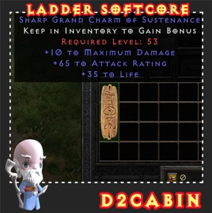 Diablo 2 SC💥Ladder💥10-14 Max, AR, +Life/FRW/FHR GC Grand Charm💥PC/SWITCH/PS - Picture 1 of 1