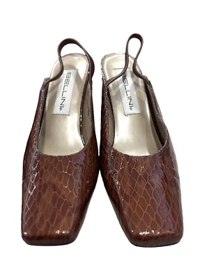 Zapatos Bellini de piel de serpiente talla 7,5 charol en relieve con cordones de 3" de tacón años 80 Foto 1 de 4