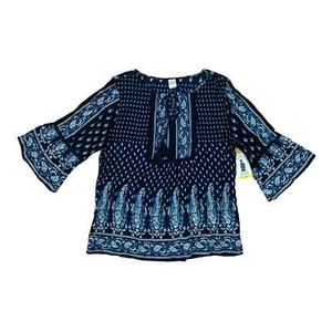 Bila women owned 3/4 sleeve top Navy Medium - Picture 1 of 3