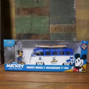 DISNEY Retro Minicar 1/24 JADA TOYS 1962 VOLKSWAGEN T1 BUS con TOPOLINO - Foto 1 di 10