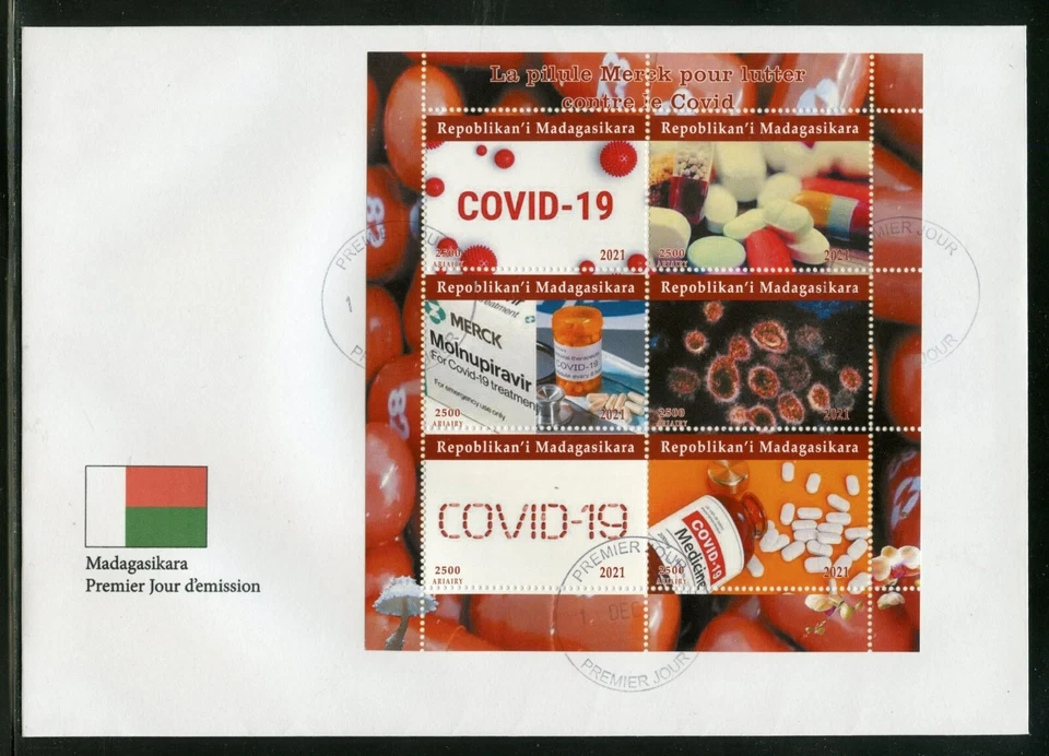 MADAGASCAR 2021 MERCK ANTI-PANDEMIC MEDICINE SHEET FIRST DAY COVER - Image 1 of 1