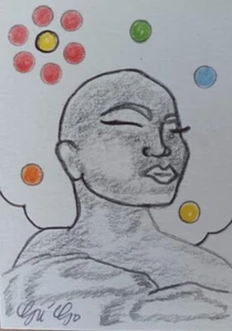 Original ACEO Art Card Miniature Minimalism Portrait City Party Girl  GU-GO ooak - Picture 1 of 2