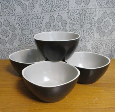 Set of 4 Gibson Everyday Soho Lounge Black/Beige Soup Cereal Bowls - 6" - Image 1 of 4