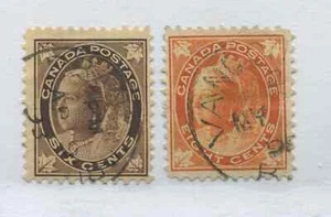 1897 QV 6 cents and 8 cents Leaf both CDS used - Picture 1 of 1
