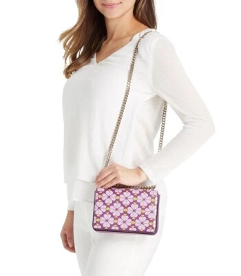 Сумка наплечная Kate Spade маленькая Amelia цветочный узор лопата кожа фиолетовая - Изображение 1 из 4