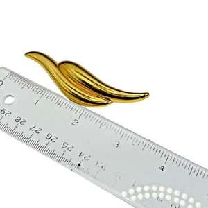 Napier Brosche signiert Double Swirl Vintage goldfarbene Anstecknadel 3" L - Bild 1 von 5