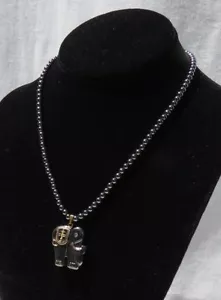 Hämatit Perlen Elefant Anhänger Strass kurz Halsband Halskette 17 cm lang - Bild 1 von 4