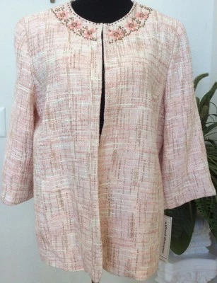Blazer sin cuello rosa Alfred Dunner Romancing The Stone talla 16 venta al por menor $74 nuevo con etiquetas Foto 1 de 4