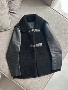 Women's LOUIS VUITTON Sheepskin Leather Jacket Coat Black 38 ~S made in ITALY - Picture 1 of 17