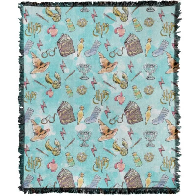 Manta Harry Potter, 50"x60" patrón acuarela tejido mezcla algodón tiro Foto 1 de 4