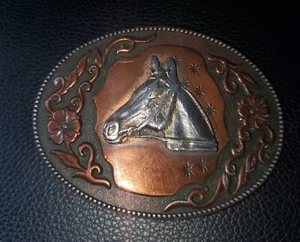 Western Horse Floral Scroll Belt Buckle Cowboy Cowgirl Vtg 80s County Wear - Picture 1 of 9