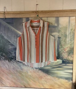 Women's Plus Size Sleeveless Collared Button Down Top By Time & Tru Sz. XXL (20) - Picture 1 of 12